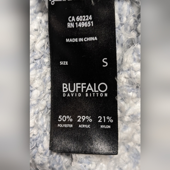 EUC Buffalo David Bitton sky blue/white marled fuzzy luxuriously soft crew neck - Picture 13 of 15